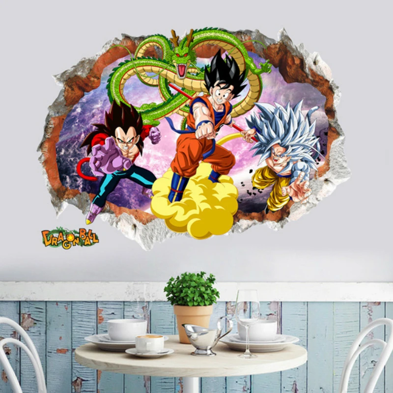 50*70 см мультфильм Dragon Ball наклейка с персонажами большого размера ПВХ Dragon Ball Z Goku Vegeta обои Супер Saiyan стикер s
