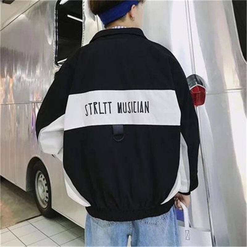 

Spring 2019 Hip Hop Windbreaker fashion Jacket Oversized Mens Block Jacket Coat Zip Track Jacket Streetwear stree style coat