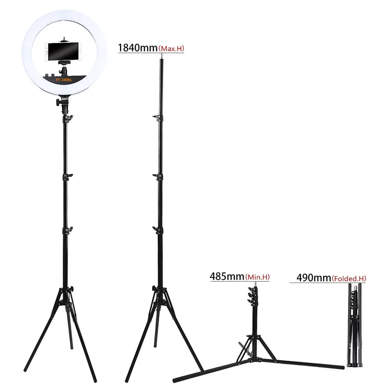 Fosoto FT-240RL кольцевой светильник 14 дюймов фотографический светильник ing 240 светодиодов 3200-5600K камера фотостудия телефон светодиодный кольцевой светильник пульт дистанционного управления