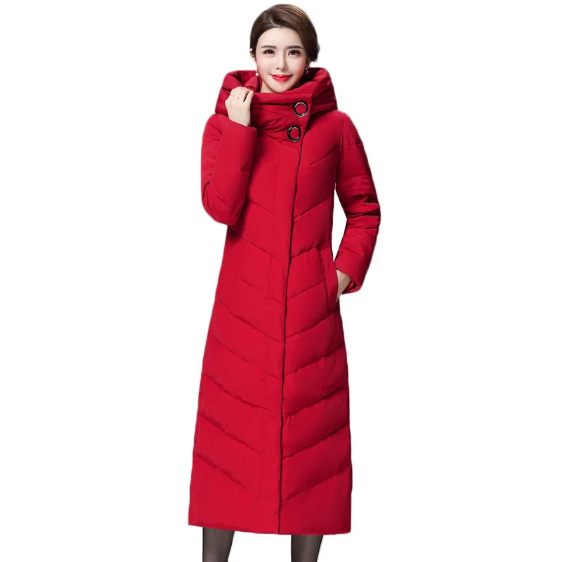 

Winter Women Jacket 2018 New Fashion Long Down Jacket Slim Thick Warm White Duck Down Coats High Quality Cotton Clothing AA460
