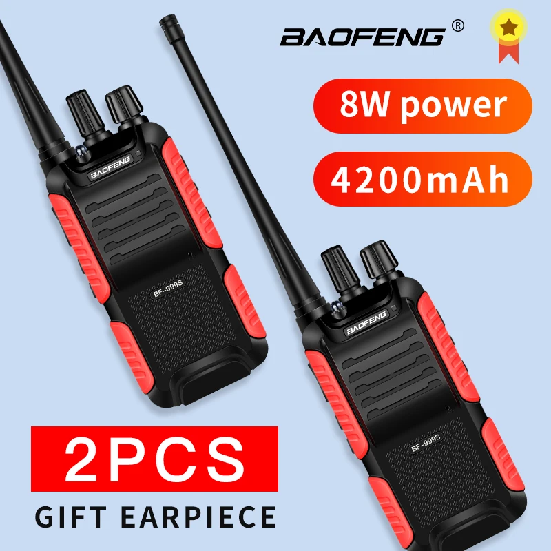 2 шт./лот BAOFENG 999S plus Walkie talkie UHF двухстороннее радио baofeng 888s UHF 400-470 МГц 16CH портативный приемопередатчик с наушником