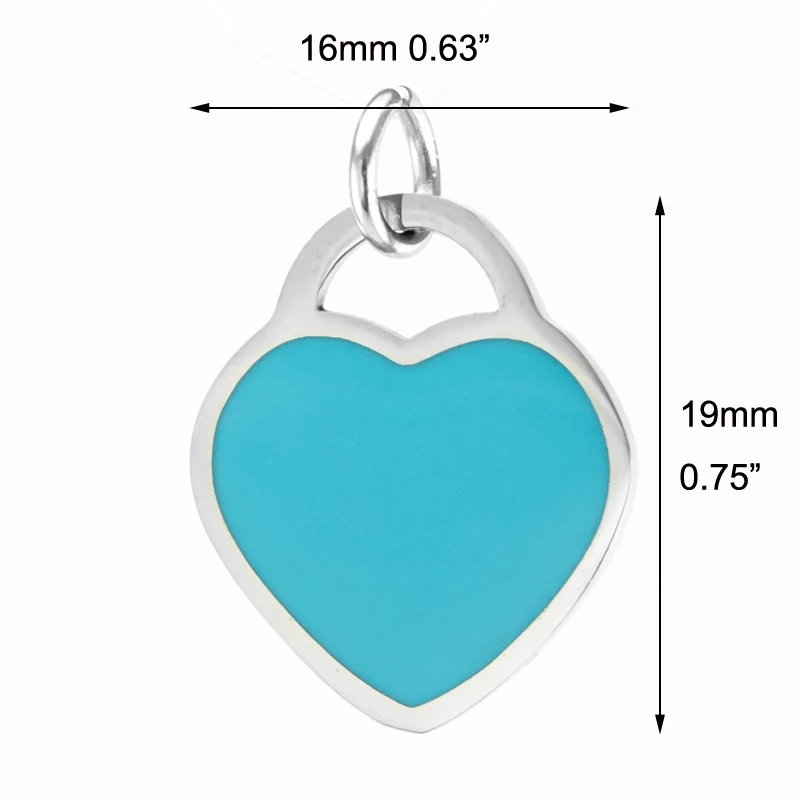 Simsimi blue heart charms small mini tag pendant DIY necklace jewelry making stainless steel parts bulk wholesale 10pcs | Украшения и