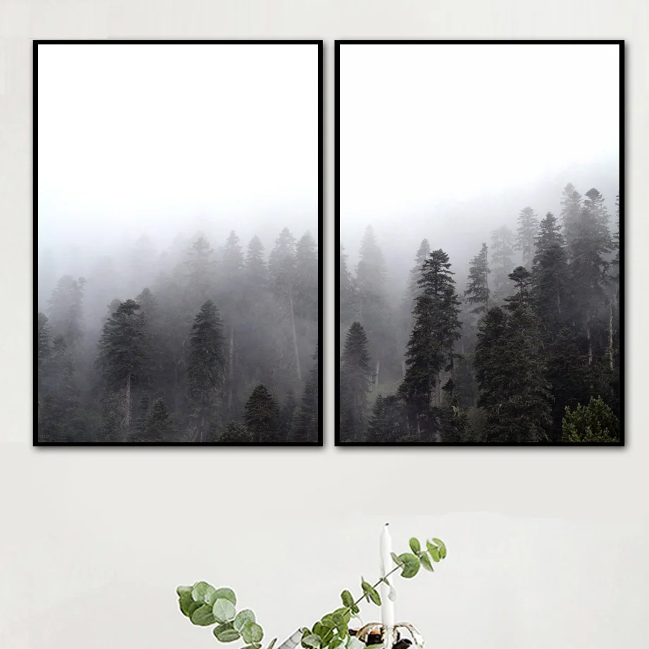

Modern Tree Forest Scandinavian Landscape Wall Art Canvas Painting Nordic Posters and Prints Wall Pictures for Living Room Decor