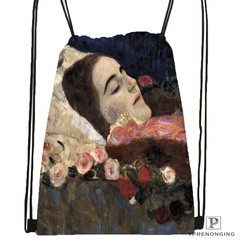 Пользовательские искусства Густав Климт#9 Drawstring сумка-рюкзак милый рюкзак детский Ранец(черный назад) 31x40 см#180531-02-40