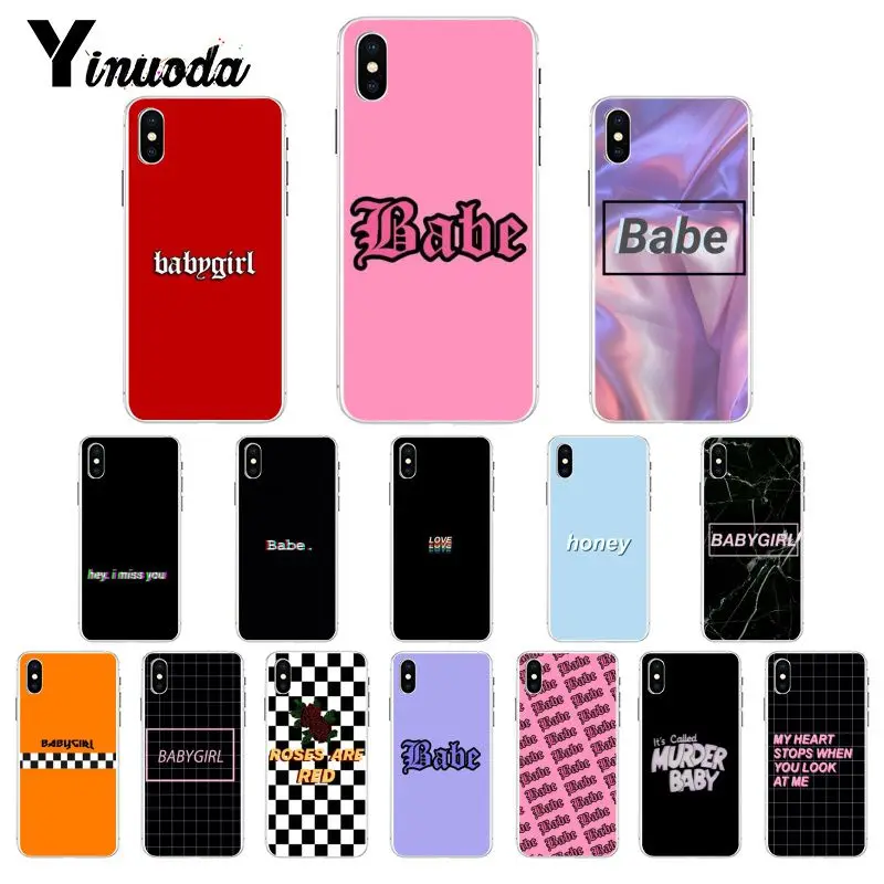 Yinuoda Babe babygirl honey line Text art чехол для iPhone X XS MAX 6 6s 7 7plus 8 8Plus 5 5S SE XR 10 11 pro max | Мобильные