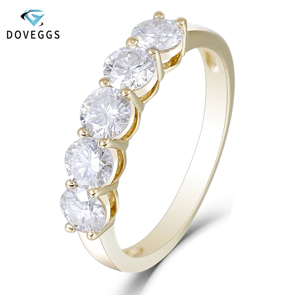 DovEggs классическое 14K 585 Желтое золото CTW 4 мм FG цветной Муассанит Половина Вечности