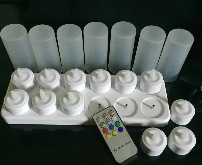 Набор из 12 светодиодных свечей с дистанционным управлением матовые беспламенные