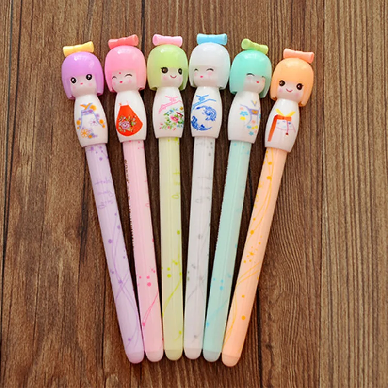 

36 Pcs/lot Japanese Doll Gel Pen Cartoon 0.38 Mm Black Ink Signature Pen School Office Supply Stationery Gift