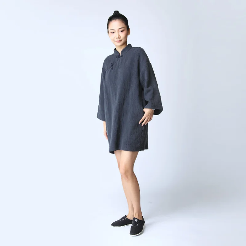 Длинный утепленный хлопковый топ Cheongsam с цветочным узором |