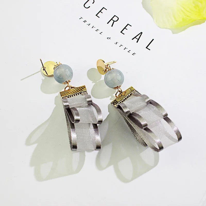 

Wukaka New Arrival Handmade Ribbon Earrings For Women Girl Long Tassel Long Asymmetrical Earrings Fashion Jewelry