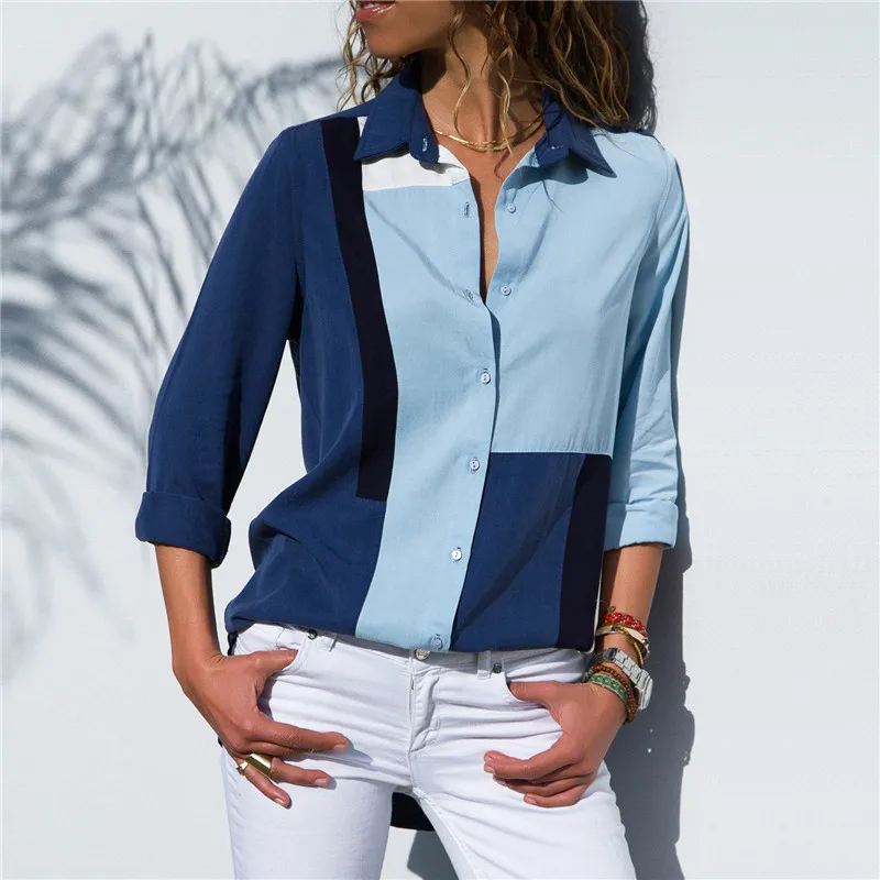 Plus Size Women Blouses 2019 Fashion Long Sleeve Turn Down Collar Office Shirt Chiffon Blouse Shirt Casual Tops Blusas Femininas