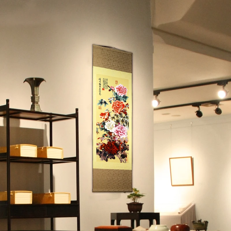 Tangfoo настенная живопись в винтажном стиле красивая шелковая прокрутка картина