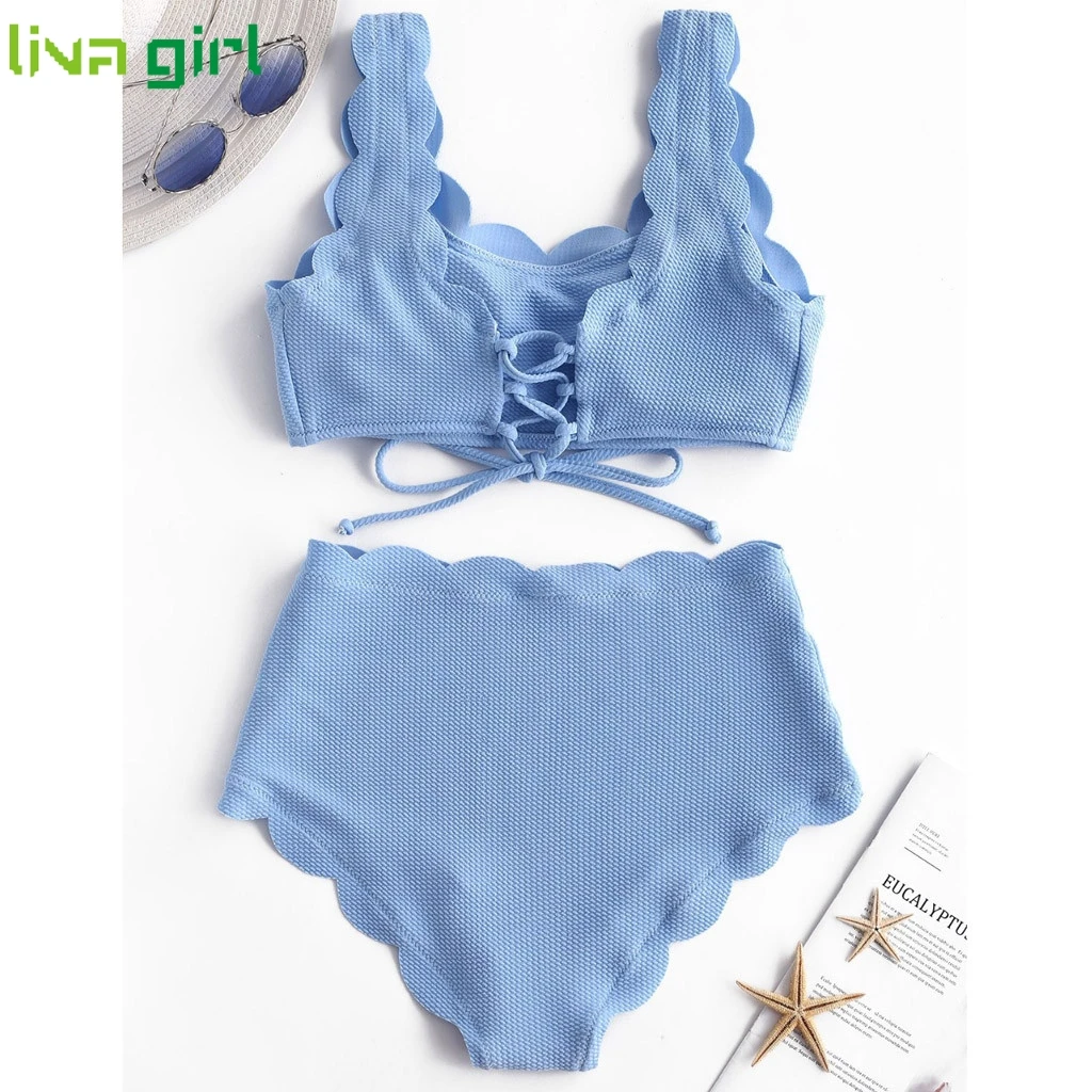 Купальник Liva girl Женский бикини с высокой талией однотонный пикантный купальник