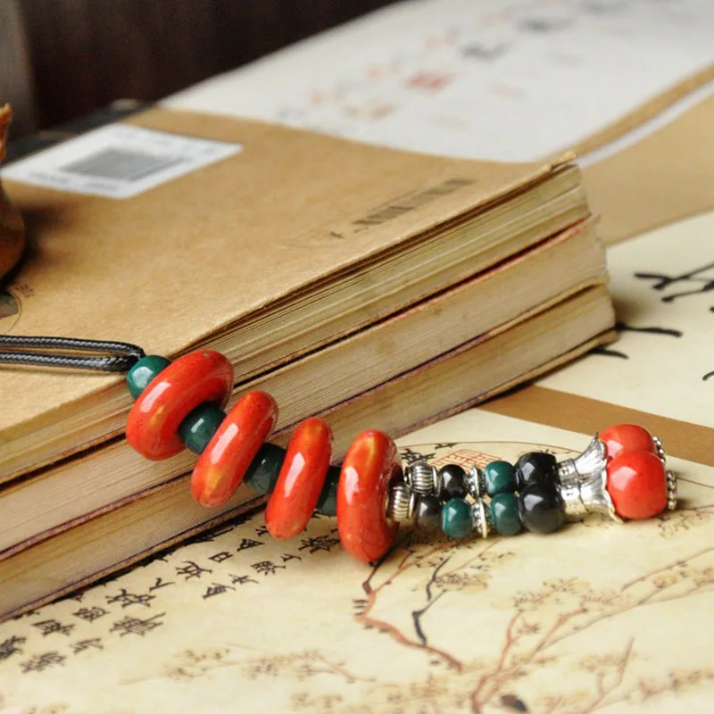 Плетение веревки ожерелье керамические красные бусы Подвески Винтаж