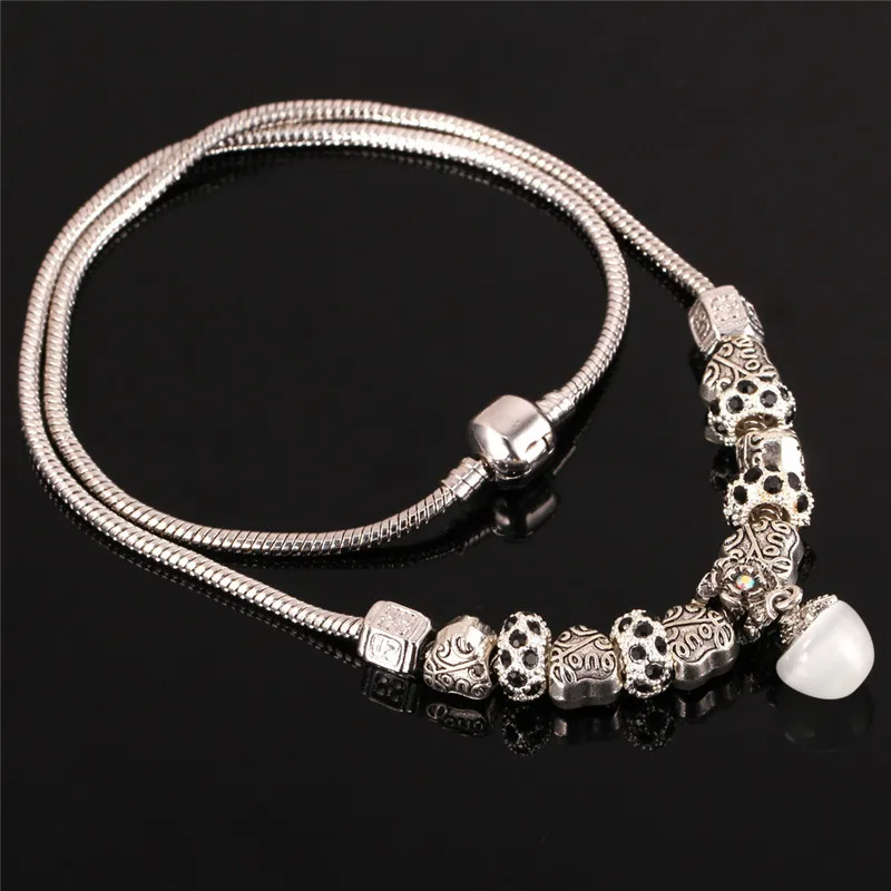 U7 Бусы На Шею Ювелирные Изделия Шармы Опал Камень Сердце Кулон Ожерелья Для