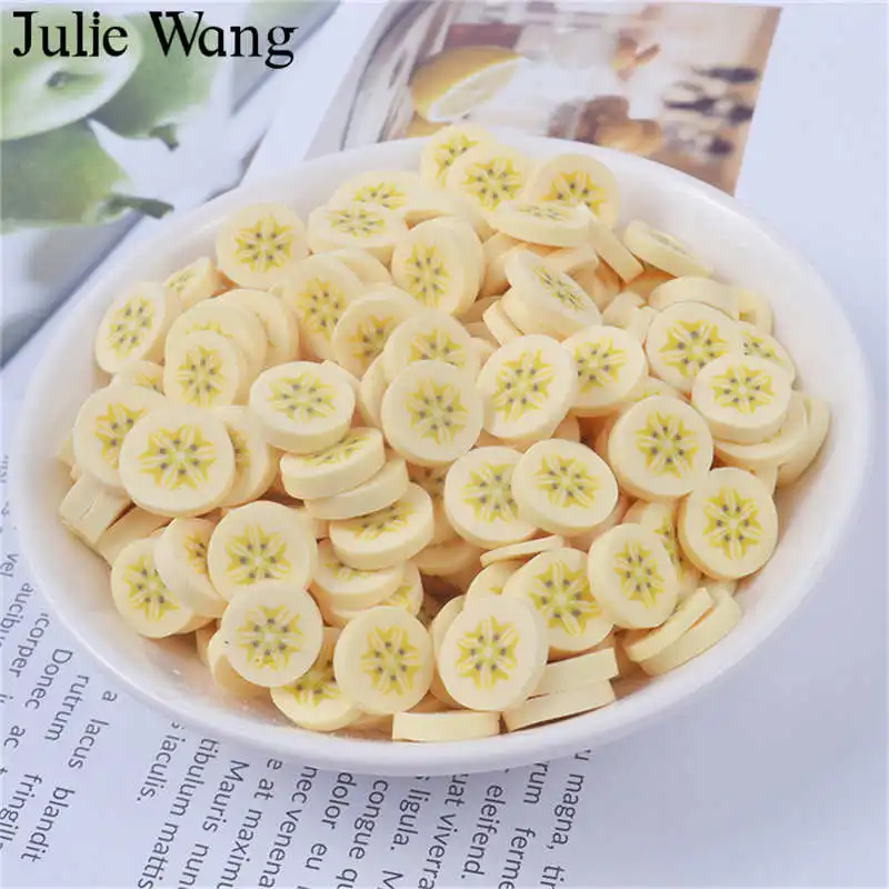 Banana Julie Wang, 40 шт., искусственный фруктовый срез из смолы, амулеты Slime Fimo, глина, банан, виноград, апельсин, аксессуары для изготовления ювелирных изделий, настольные реквизиты - Окраска металла: Banana