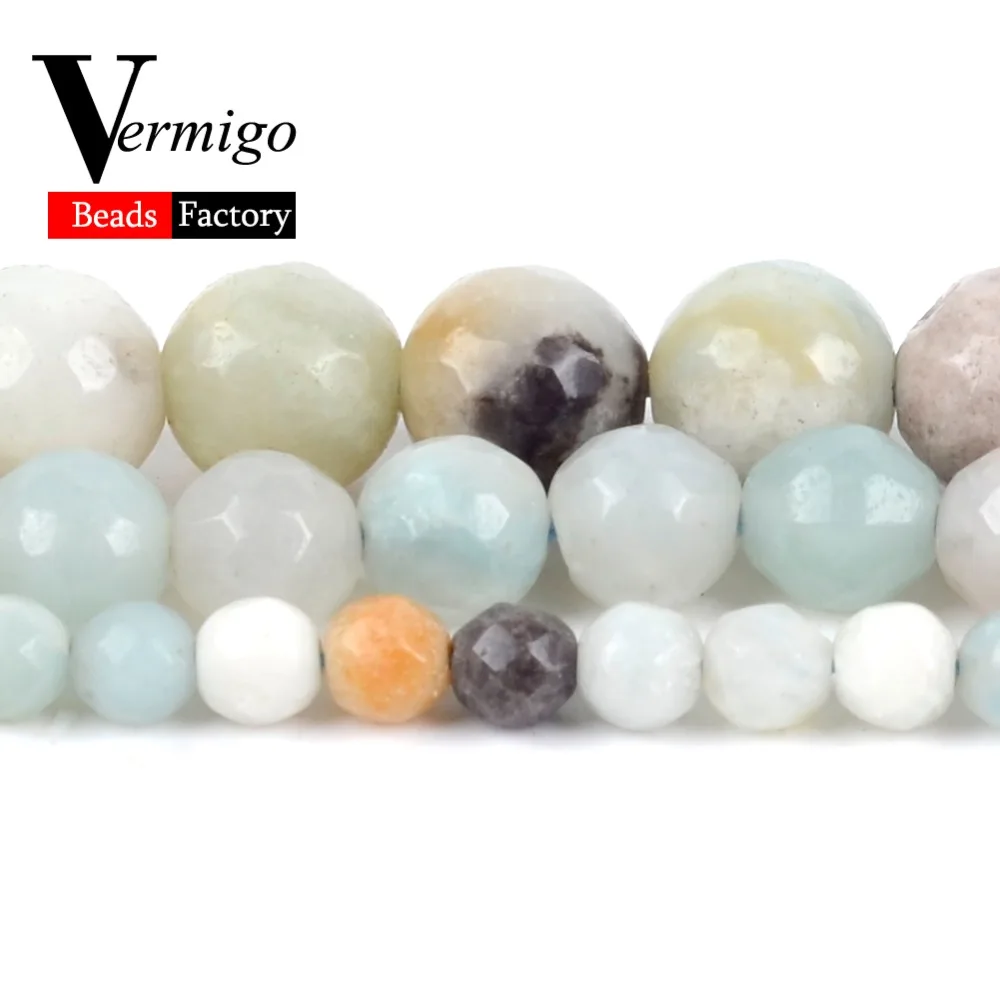 Natural Stone Faceted Amazonite Minerals Beads Loose For Jewelry Making 4 6 8 10mm Diy Bracelet Necklace 15&quot Wholesale | Украшения и