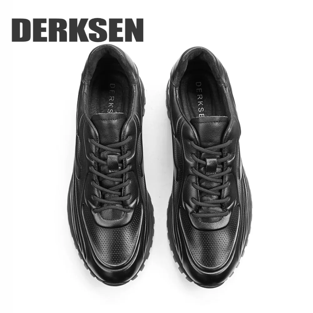 DERKSEN first layer leather dynamic shoes sports casual breathable elastic thick bottom trend fashion strong high qualityLK1062A | Обувь