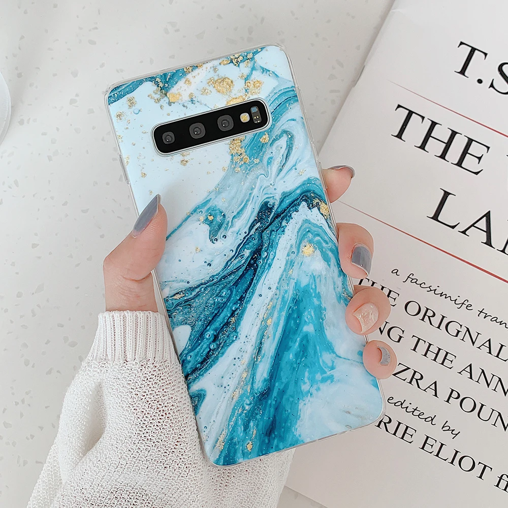 a LOVECOM градиентный Классический Мраморный чехол для телефона для samsung Galaxy Note 10 Pro A40 A50 S10 S9 S8 Plus S10e морской ток матовый Sof - Цвет: a