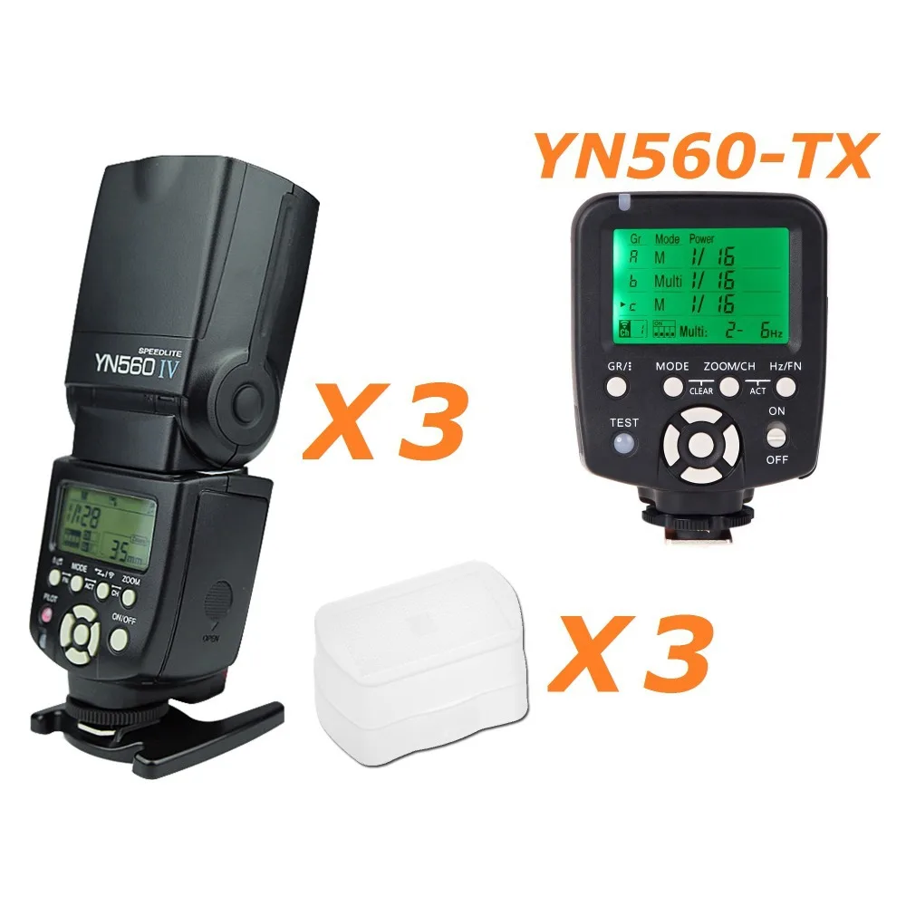 3 шт. Yongnuo YN 560IV Вспышка Speedlite Speedlight + YN560 TX беспроводной контроллер вспышки для Nikon