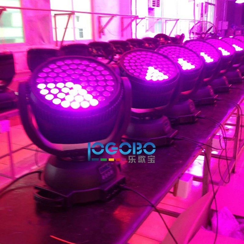 Kopen 60x10 W Led Moving Head Wash RGBW DJ Disco Draaien Beam DMX Geluid Professionele Muziek Opname Studio Apparatuur Party Lichten