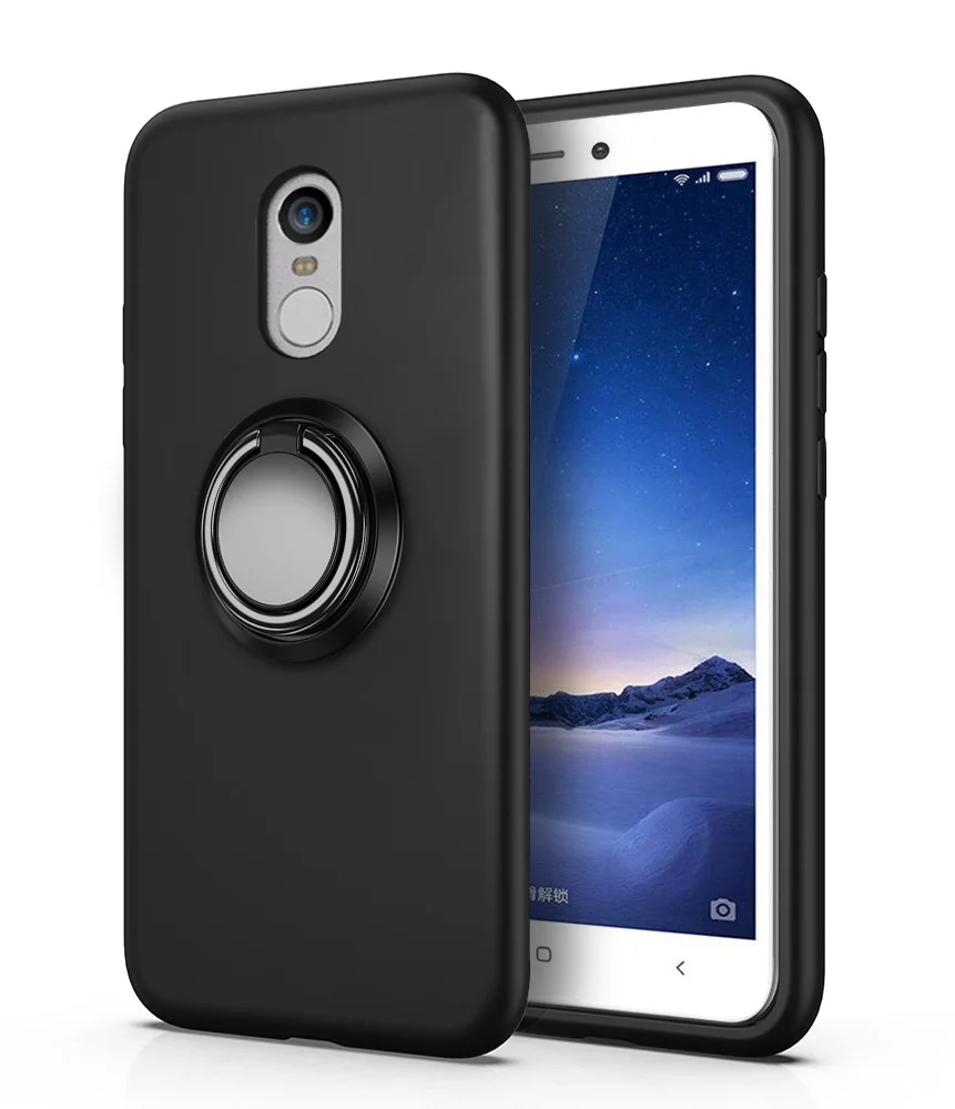 Black -Finger Ring 2 Роскошный Матовый Мягкий силиконовый чехол для Xiaomi Redmi Note 4, чехол для Xiaomi Redmi Note 4X Note4 4, глобальная версия, чехол для телефона - Цвет: Black -Finger Ring 2