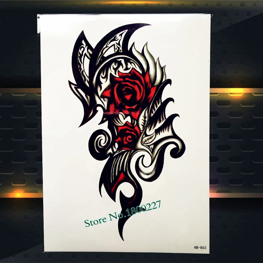 Черный килинский дракон дизайн водонепроницаемый временные татуировки наклейки
