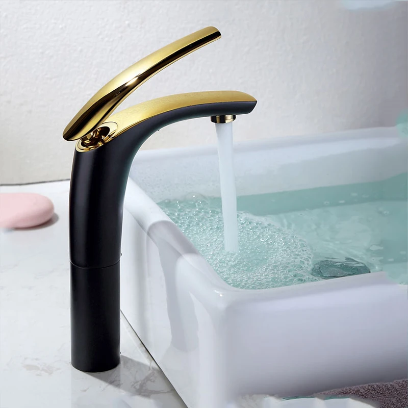 

Basin Bottom Wash Basin, Hot And Cold Faucet, Black Color All Copper Platform, Basin Pan Basin Raise Head, White Silver