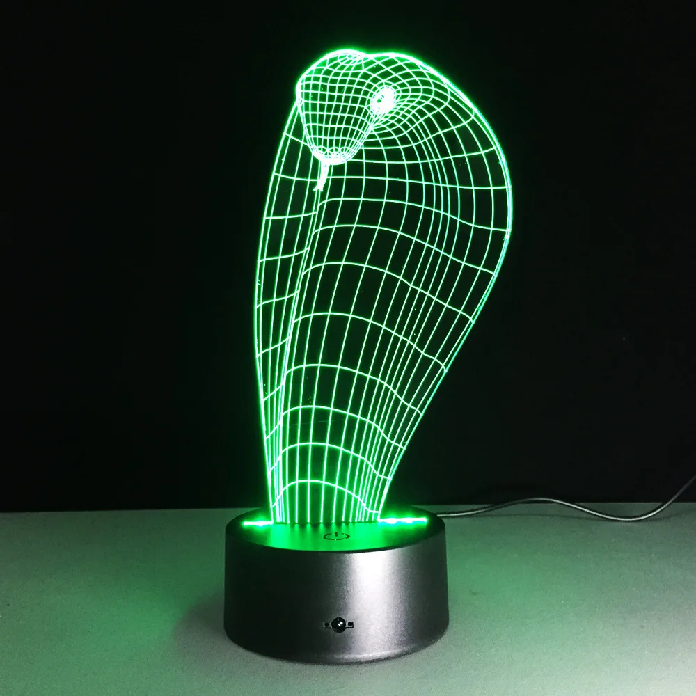 3d лампа в виде кобры 7 цветов Светодиодные ночные лампы для детей сенсорный