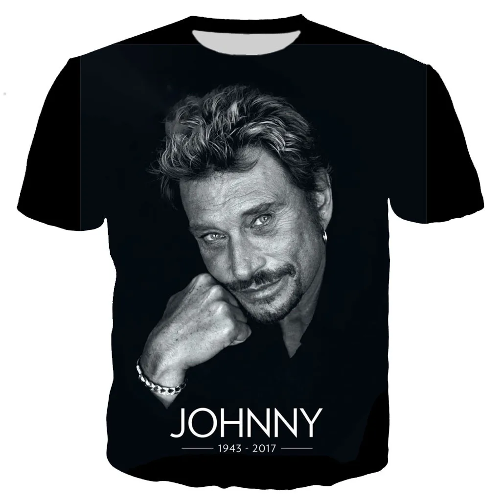 Мужская и женская футболка в стиле хип хоп с 3D принтом johnny hallyday модные худи