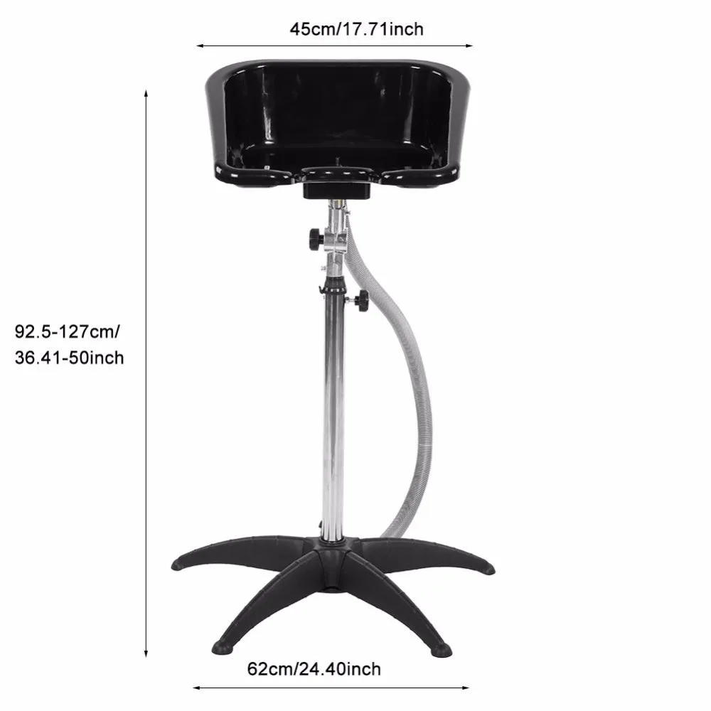Salon Hair Basin Barber Backwash Stainless Steel Shampoo Hair Treatment Adjustable Height Hair Styling Barber Shampoo Bowl
