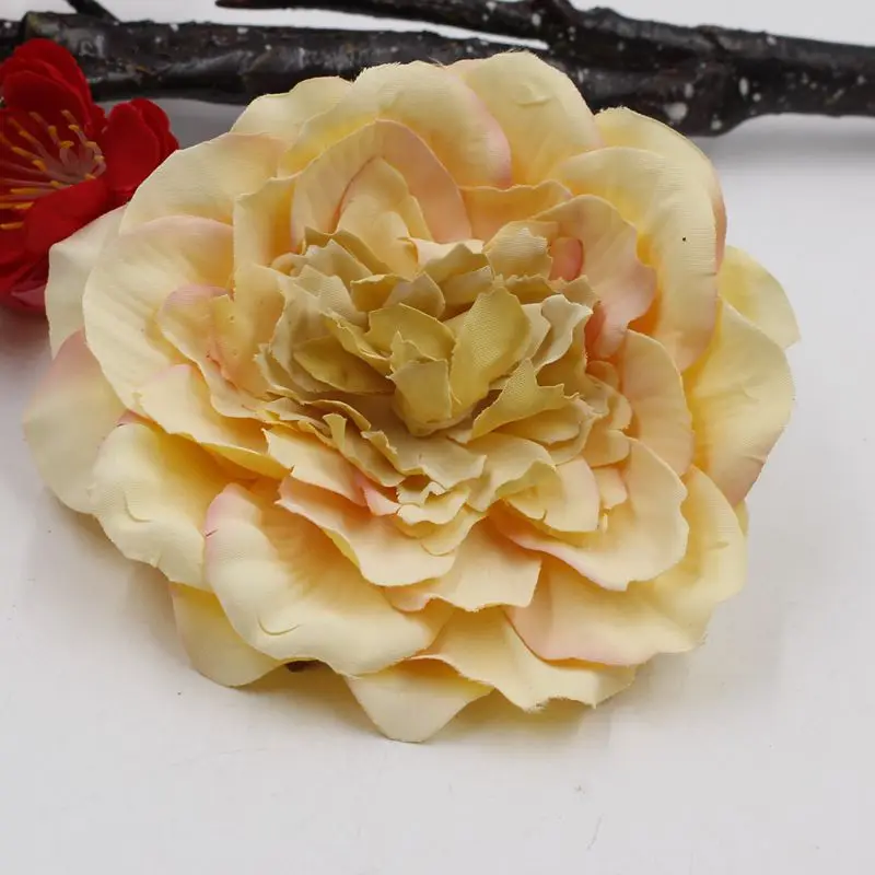 3 yellow DIY/1 предмет, имитация, ретро, голова пиона, голова цветка, Свадебная вечеринка, домашняя обувь, шляпа, обувь, декоративный цветок - Цвет: 3 yellow
