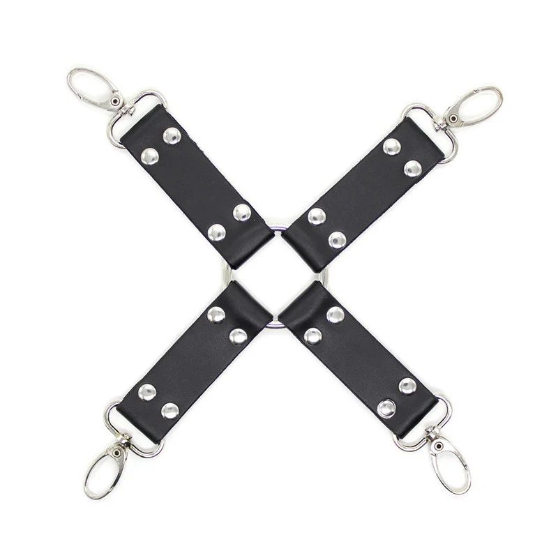 Кожа PU черные заклепки БДСМ Связывание набор Пара Секс аксессуары кляп наручники