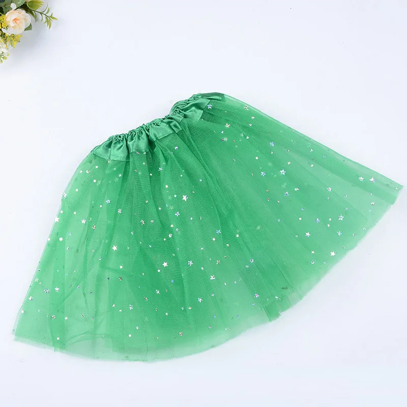 star dark green Модная разноцветный Детский юбка-пачка для маленьких девочек фатиновая балетная танцевальная юбка для свадебной вечеринки - Цвет: star dark green