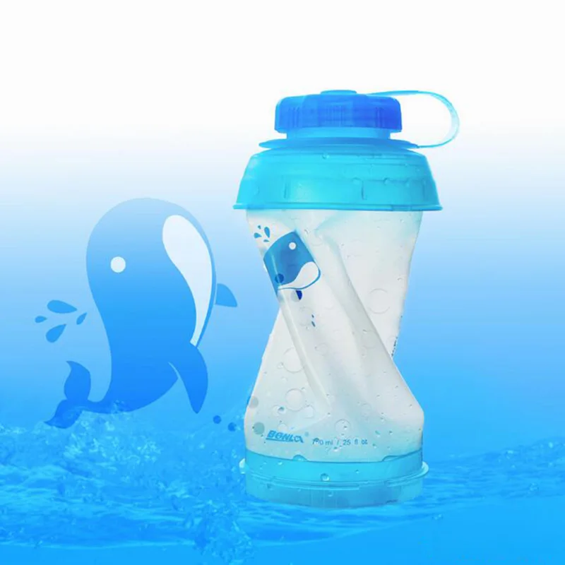 

750ML Portable Outdoor Collapsible Sport Water Bottle Folding Kettle Water Bottle Camping Travel Running Bottle