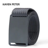 men long nylon belt with aluminum buckle striped no holes grey canvas belt for men luxury brand waist belt