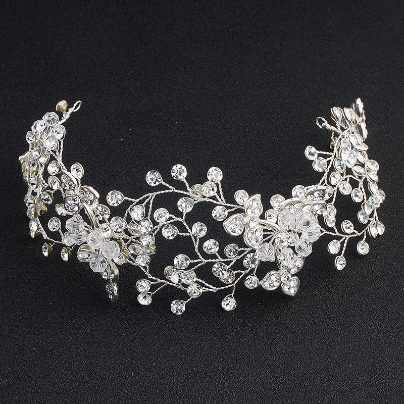

SLBRIDAL Crystals Rhinestones Pearls Flower Leaf Wedding Hairband Headband Bridal Headpieces Hair accessories Bridesmaids
