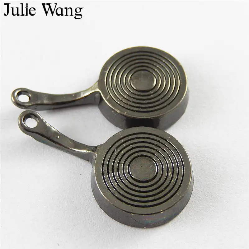 Julie Wang 10 шт. сплав пистолет черная эмалированная кастрюля Подвески ожерелье