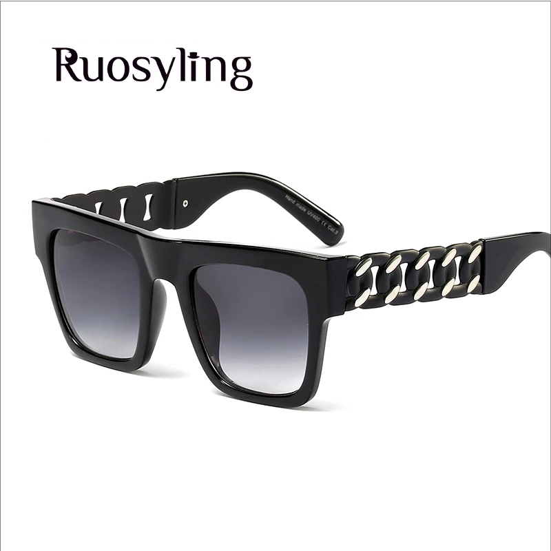 Ruosyling, трендовые женские солнцезащитные очки, UV 400, большая оправа, большие тени для женщин, темные солнцезащитные очки, квадратные, роскошные пляжные солнцезащитные очки - Цвет линз: C4 Grey