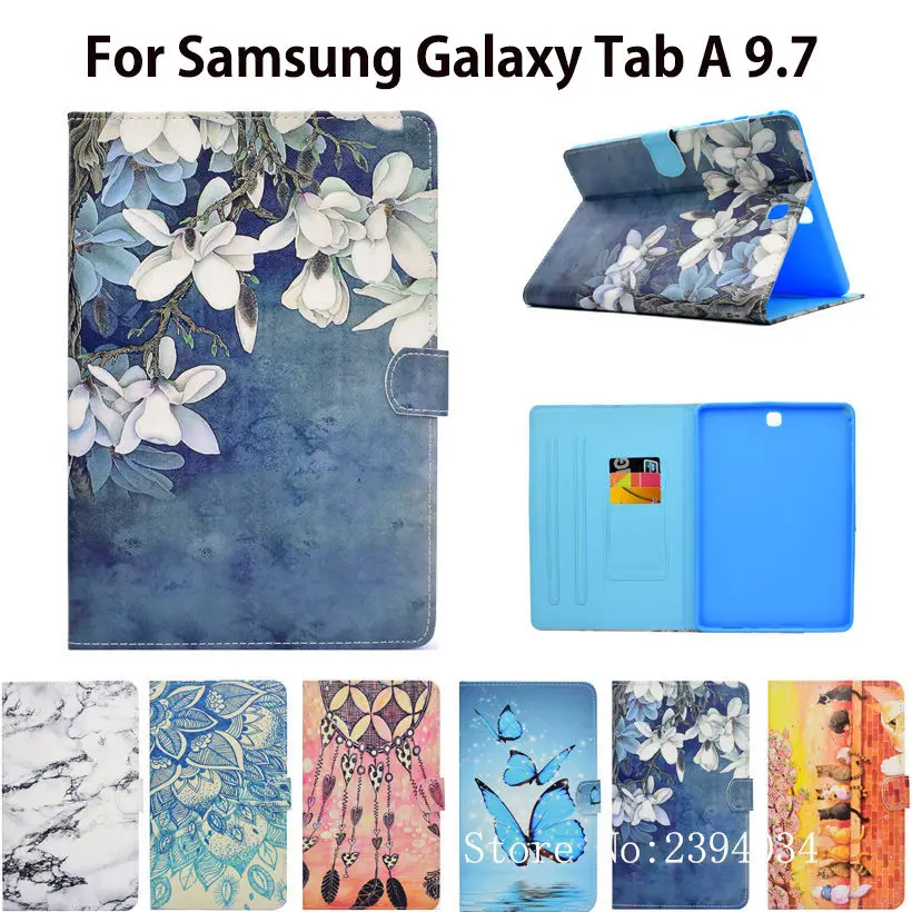 Модный чехол книжка с мультяшным котом для Samsung GalaxyTab A 9 7 флип смартфона T550 P555 из