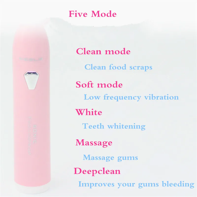Зубная щетка dupont звуковая электрическая для взрослых, USB-зарядка, 2 кольца, Розовая белая от AliExpress WW
