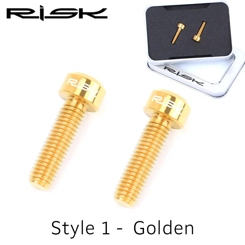 Style 1-Golden RISK M5* 18 мм титановый сплав полый винт Тормозная Ручка сиденья зажимный держатель Болты MTB шоссейные велосипедные винты велосипедные аксессуары черный - Цвет: Style 1-Golden