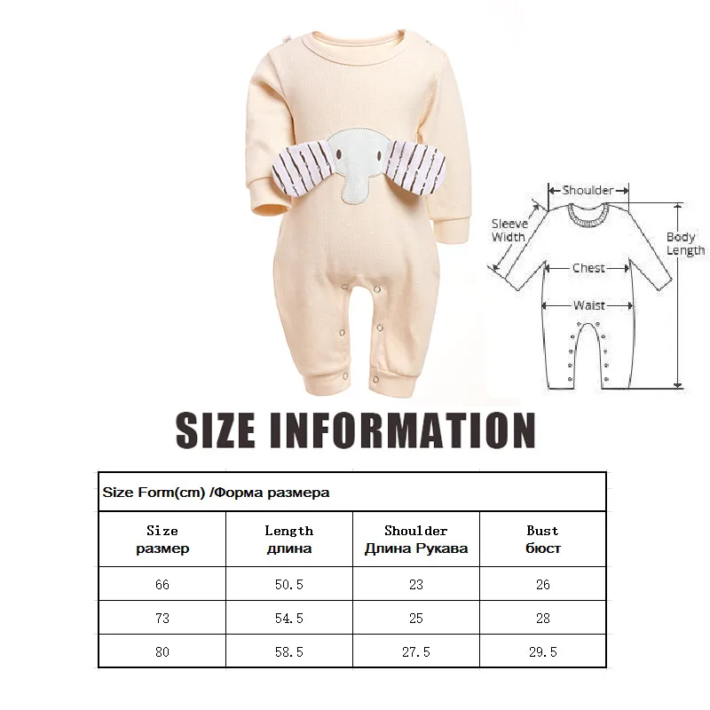 

Baby Rompers Boys Girls Thick Long Jumpsuit Cotton Clothing Autumn/Winter Warm Newborn Ropa Little Elephant One Piece Clothes