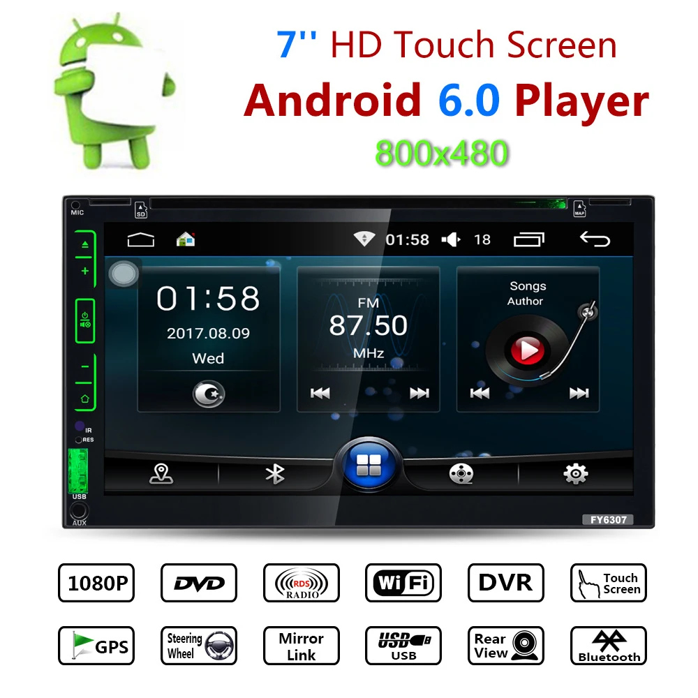 Автомагнитола с сенсорным экраном 7 дюймов 2 Din GPS Android автомобильный DVD двойной