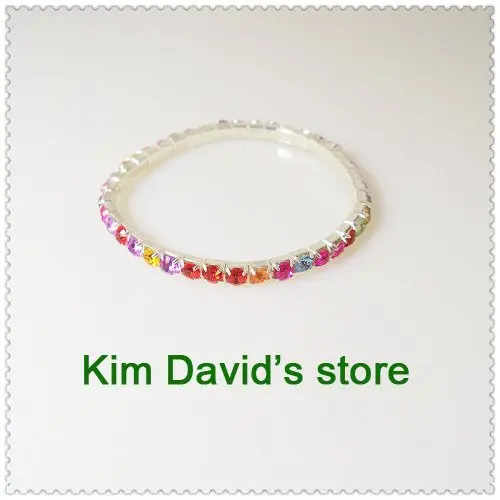 Эластичный браслет стразы 20x разных цветов с кристаллами теннисные браслеты для