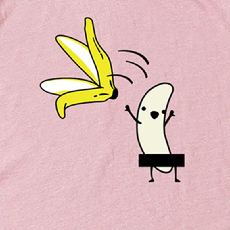 Casual Cotton Funny T-shirt Women's Nude Color Banana Cartoon Printing Short-sleeved O-neck Cute Women Summer 2019 | Женская одежда
