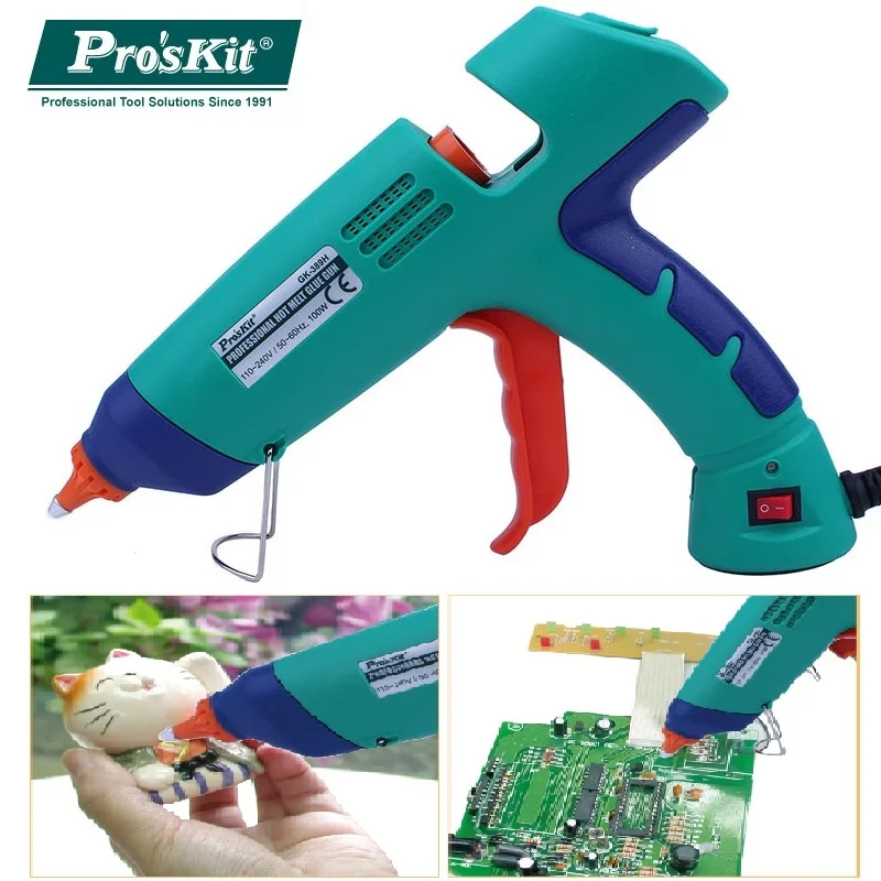 Pro'sKit GK-389H 100W 110 V-240 V Профессиональный горячего расплава клея пушка с 3 шт. 11-ти миллиметровый клей-палочки для DIY или промышленного