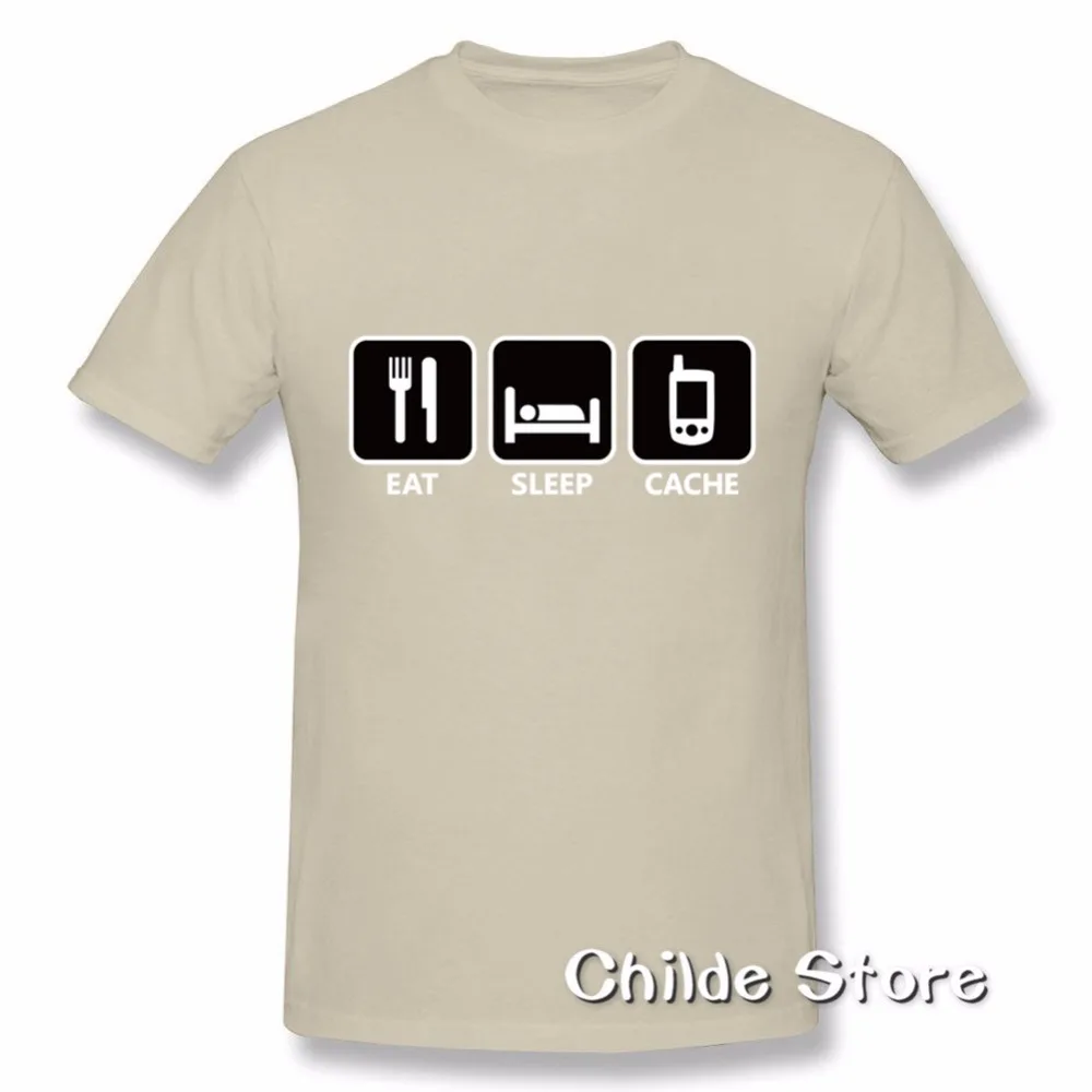 Забавные Для мужчин Мужчин's футболки Геокешинг Ешьте сна и вызова с круглым