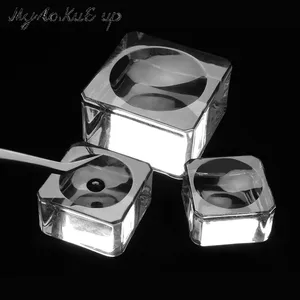 Квадратная подставка для накладных ресниц из хрустального стекла, 4 размера, держатель клея для ресниц, подставка для клея, инструмент для макияжа