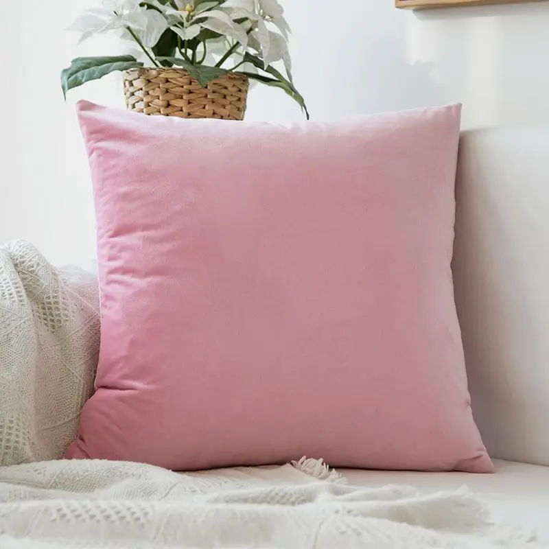 Bright Pink 1 шт., декоративная Удобная бархатная наволочка, Мягкая Наволочка, однотонный квадратный чехол для подушки, для дивана, спальни, автомобиля - Цвет: Bright Pink